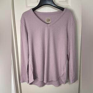 Chaser Large light Purple  pinkish Waffle Thermal Knit Long Sleeve Top Large